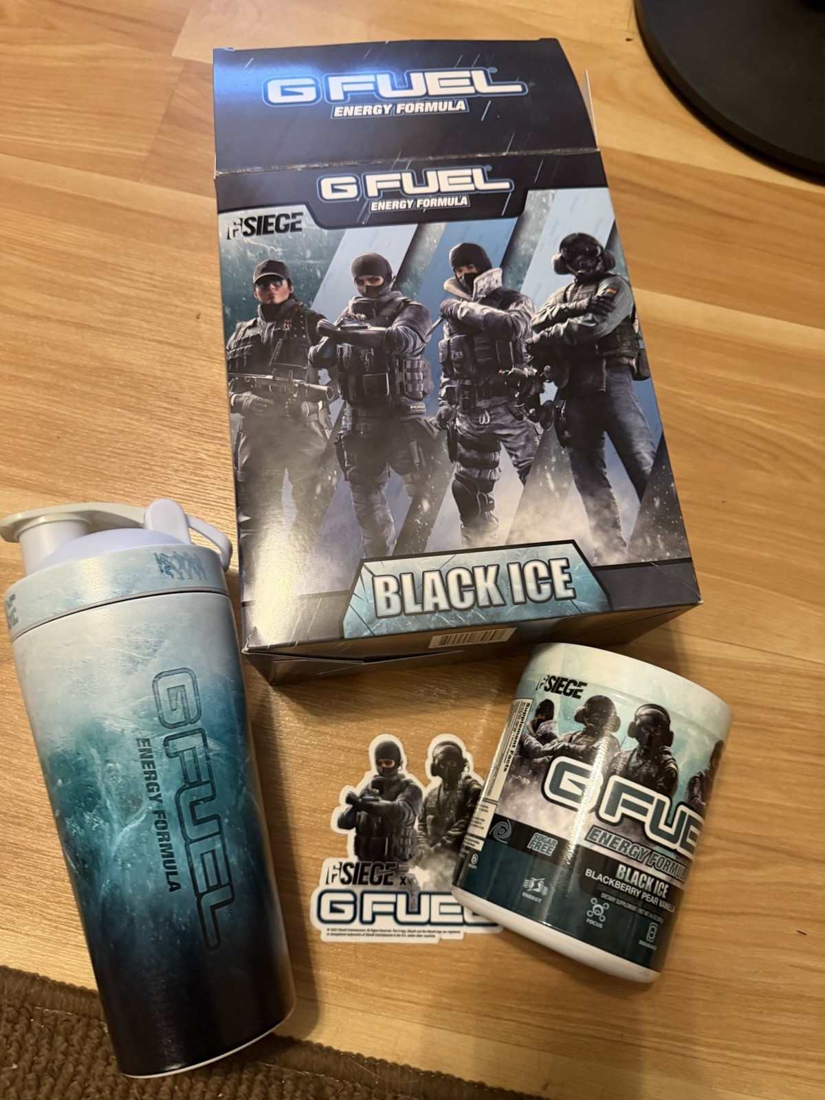 G FUEL Rainbow Six Siege Collectors Box Shaker Sealed Tub and Sticker