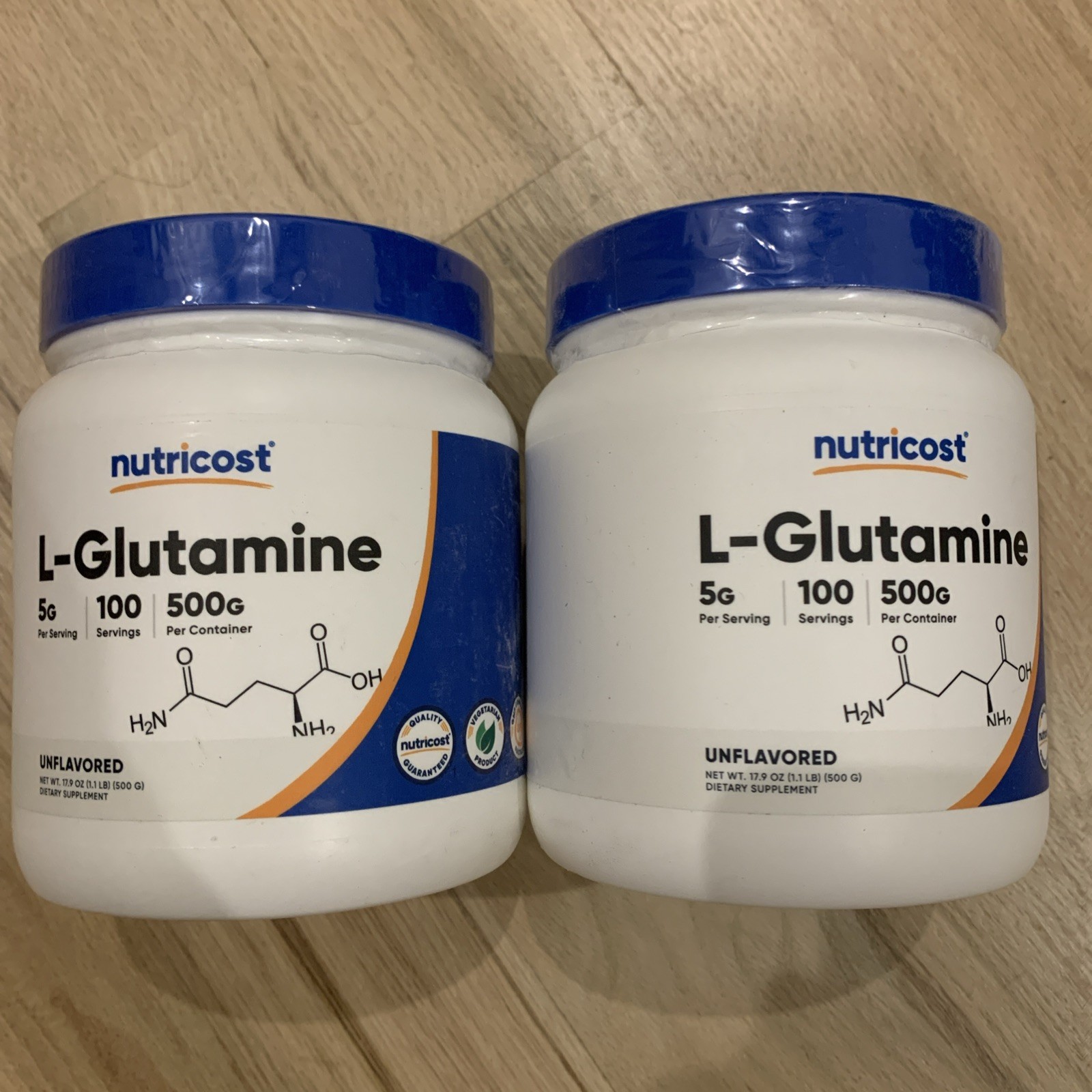 2x Nutricost L-Glutamine Powder 500G-100 Servings, Non-GMO & Gluten Free (10/27)