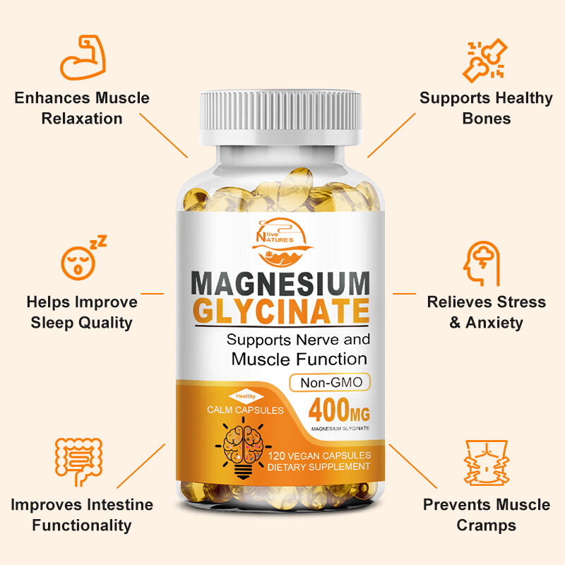 Magnesium Capsules High Absorption Natural Magnesium Glycinate Supplement