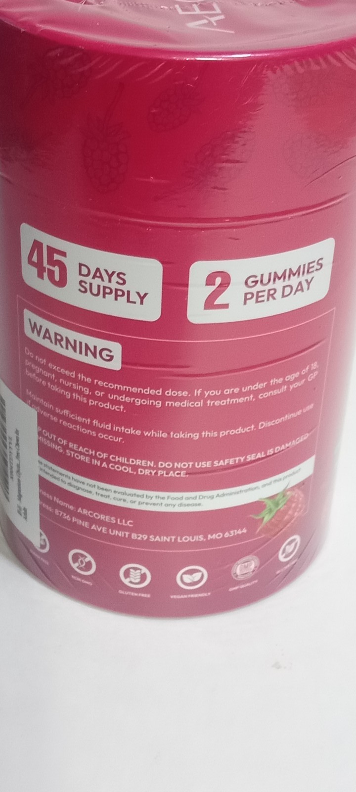 AEONJV Magnesium Glycinate Gummies Raspberry 90 Count High Absorption Sugar Free