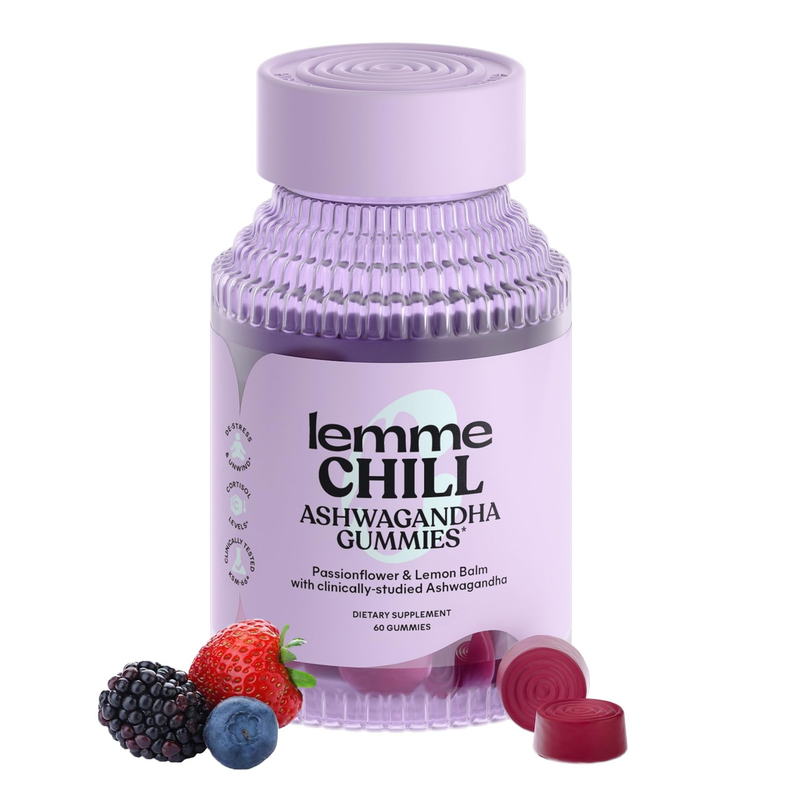Lemme Chill Stress Relief Gummies with 300mg KSM-66 60 Count (Pack of 1)