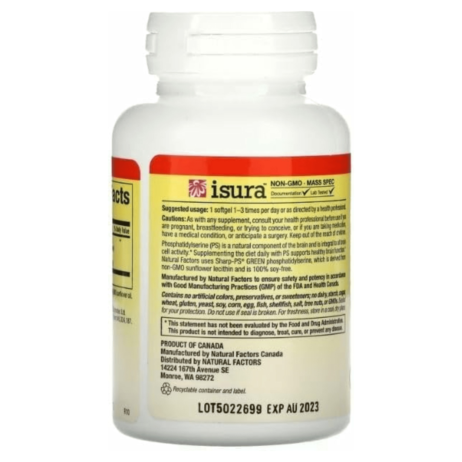 Natural Factors Phosphatidylserine Brain Functions and Memory Support 30 Softgel