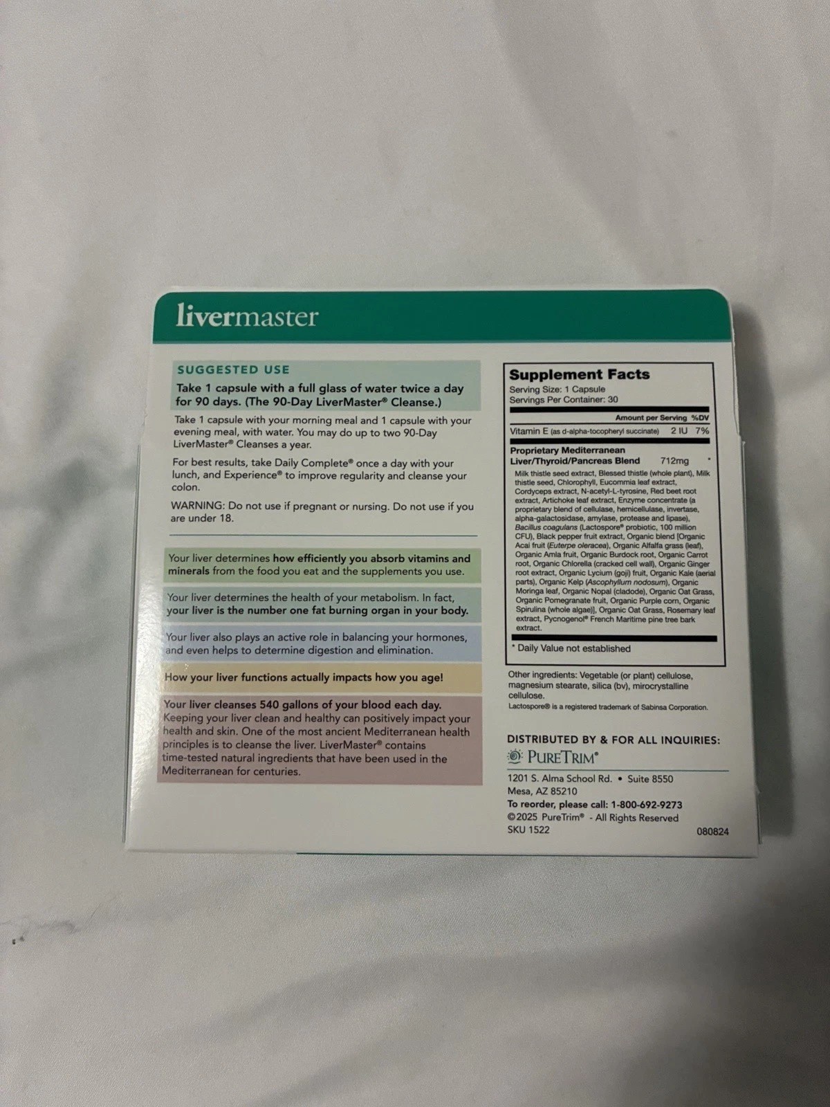 PureTrim LiverMaster 30-Day Cleanse Starter Pack Daily Complete Experience New