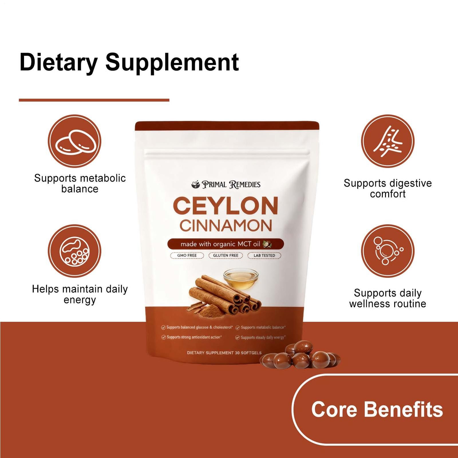 Ceylon Cinnamon Soft Gels 7200Mg Equivalent, (2 PACK) Ceylon Cinnamon Softgels