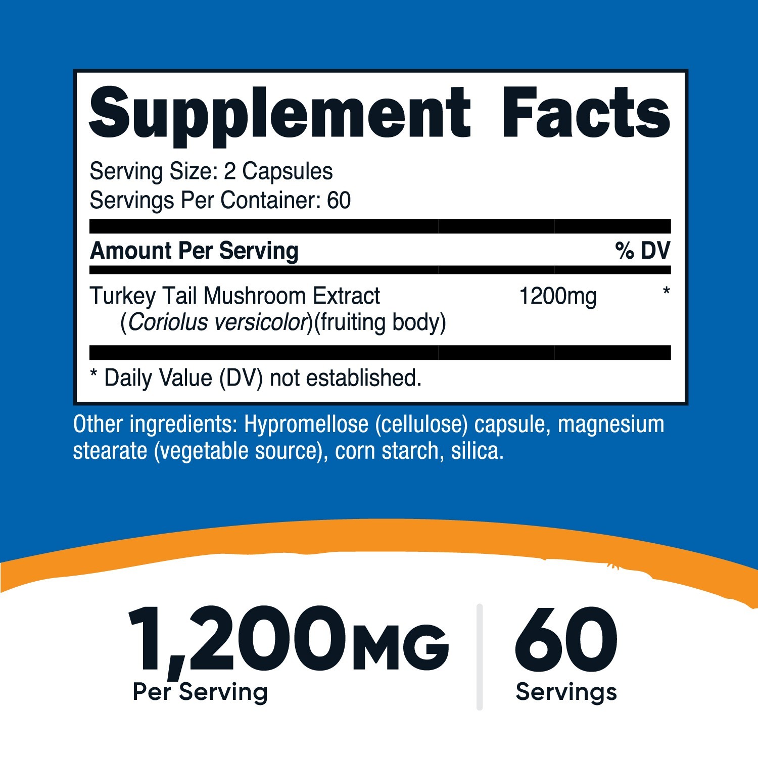Nutricost Turkey Tail Mushroom Capsules 1200mg, 60 Servings (120 Capsules)