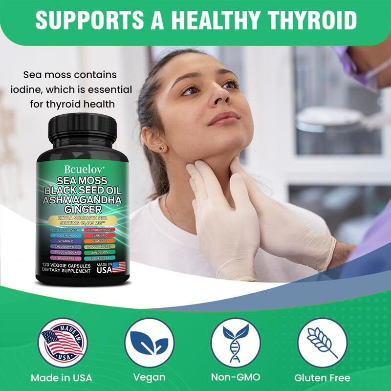 16 IN 1 Supplement Sea Moss Black Seed Oil Ashwagandha Ginger Capsules 19445mg