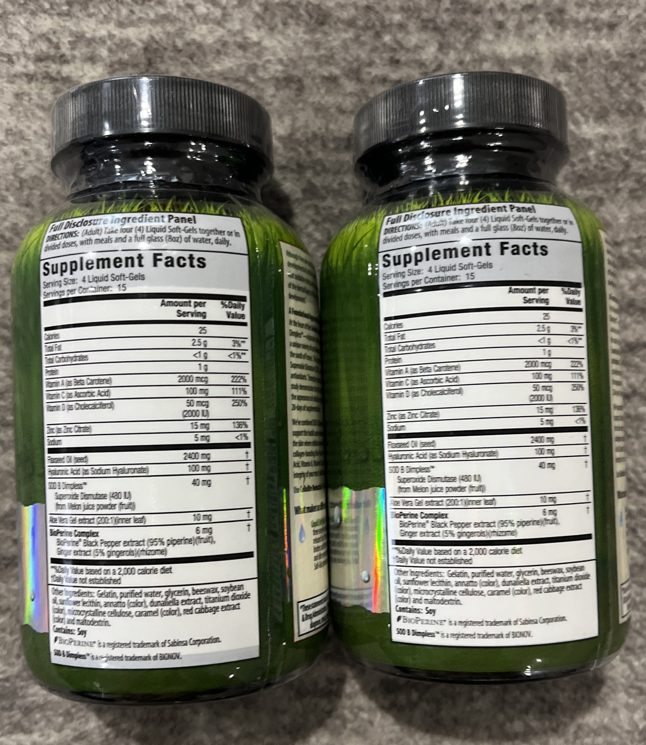 2x IRWIN NATURALS Cellulite Reduction SOD B Dimpless Thighs Hyaluronic Acid 60ct