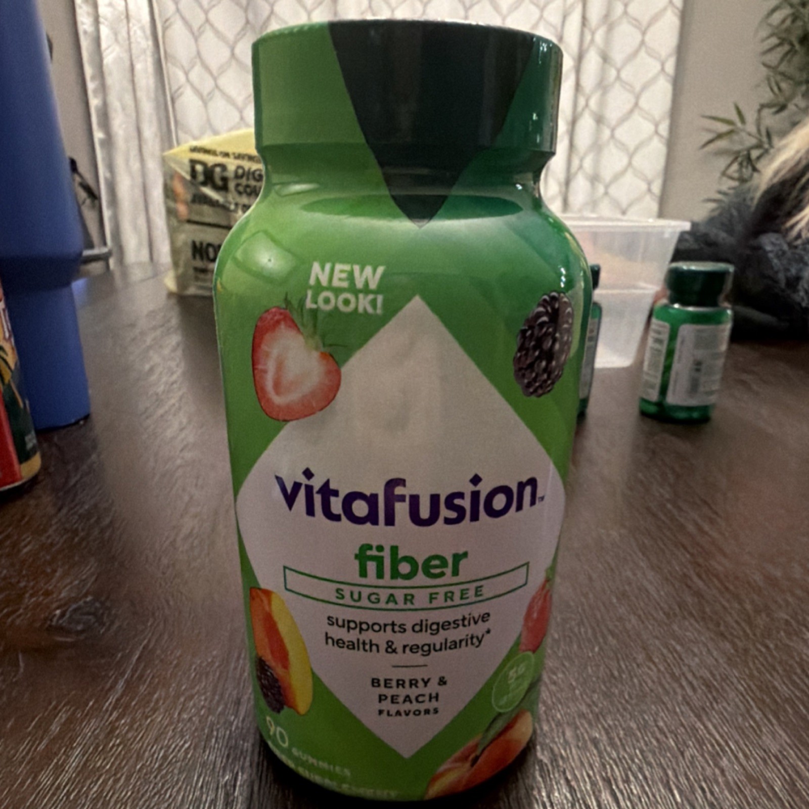 vitafusion Sugar Free Fiber Gummies Berry & Peach Flavor 90 Count