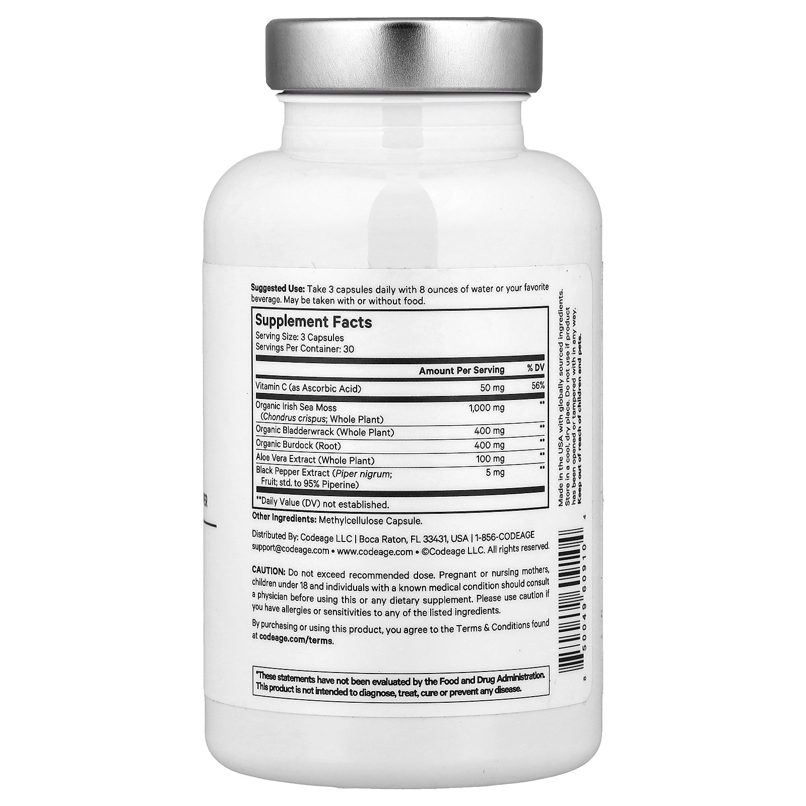 Amen, Sea Moss + Vitamin C, Aloe Vera & Black Pepper, 90 Vegetable Capsules
