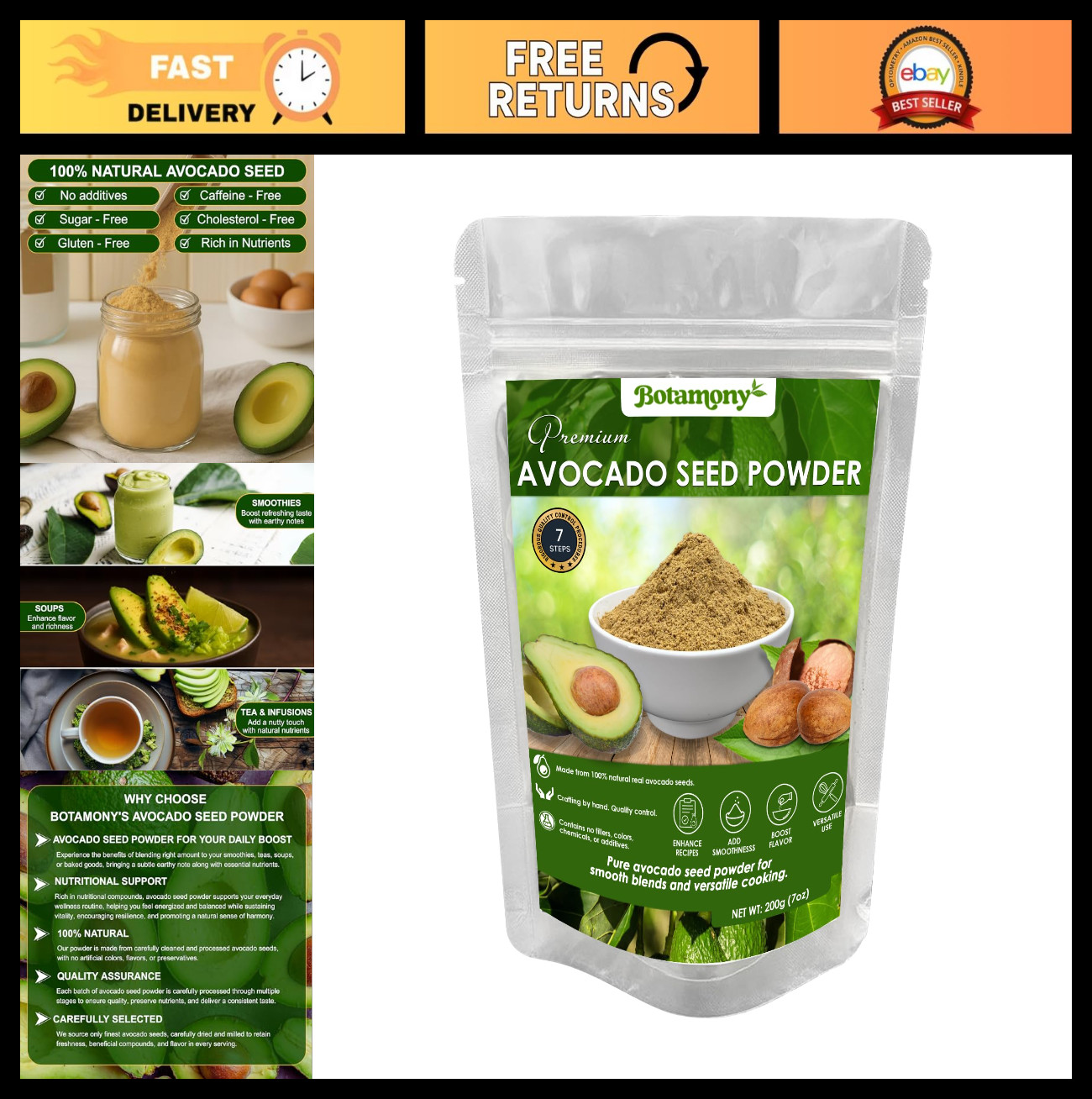 Pure Avocado Seed Powder 7 oz – Dehydrated Superfood for Smoothies, Teas, Cookin