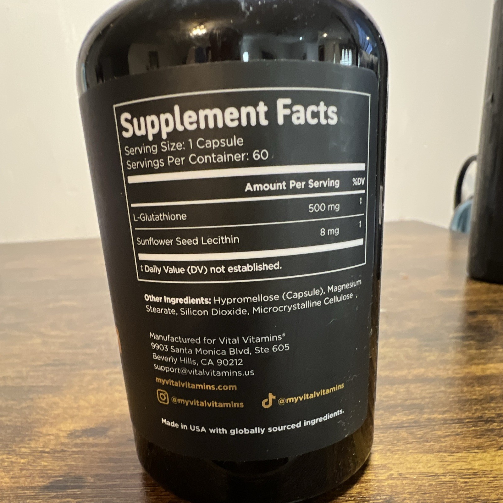 Vital Vitamins Advanced Glutathione Liposomal Delivery 500mg 60 Caps Exp 04/2028