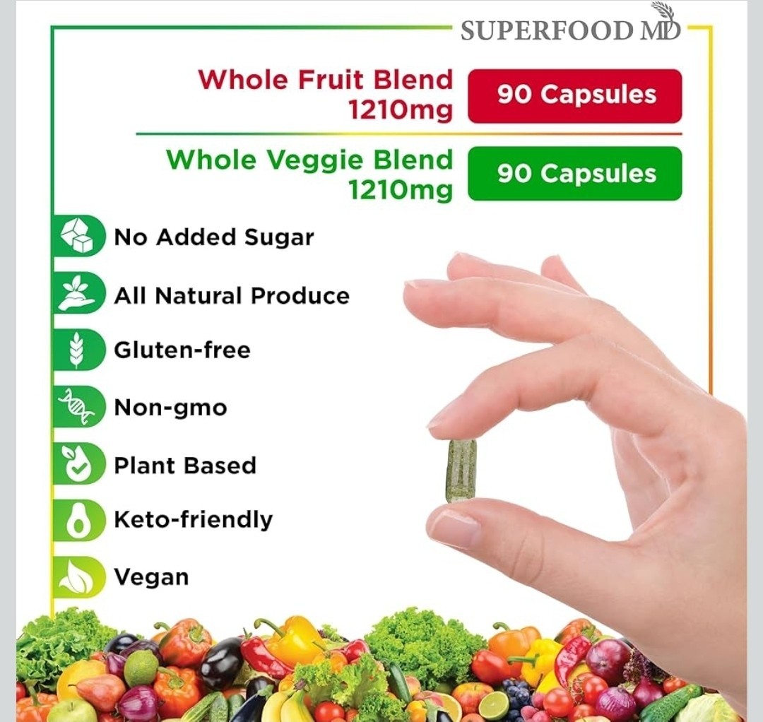 Superfood MD Nature’s Fruits + Nature’s Veggies Vegan Non-GMO 90 Capsules (2)