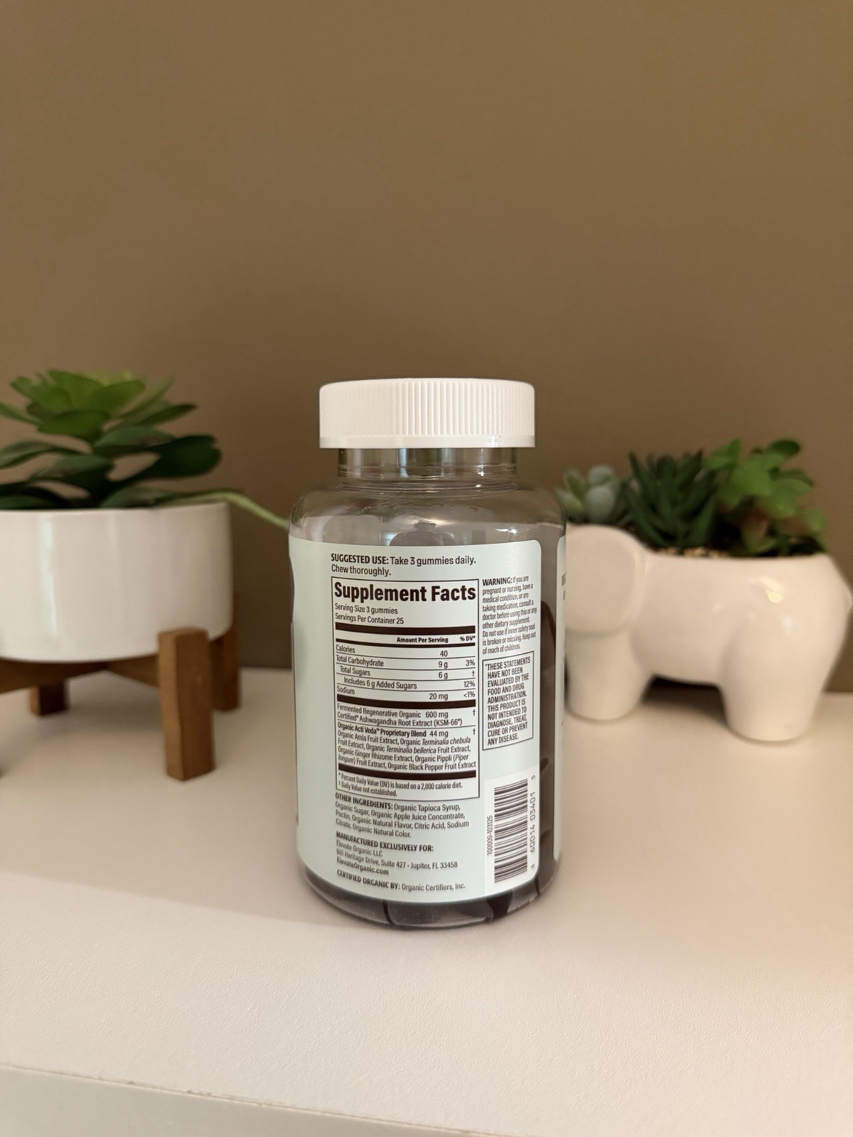 Elevate Organic KSM-66 Ashwagandha 75 Vegan Gummies Mixed Berry Flavor