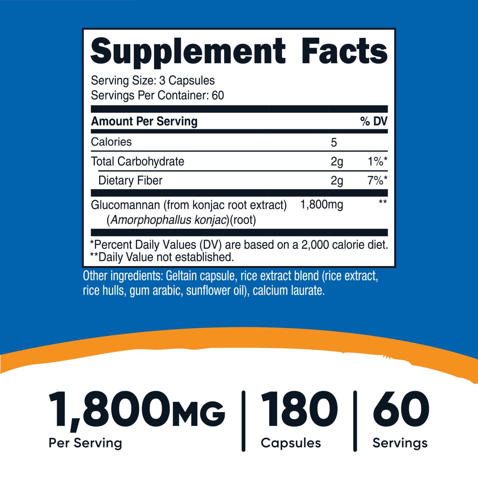 Nutricost Glucomannan 1,800mg Per Serving – 180 Capsules