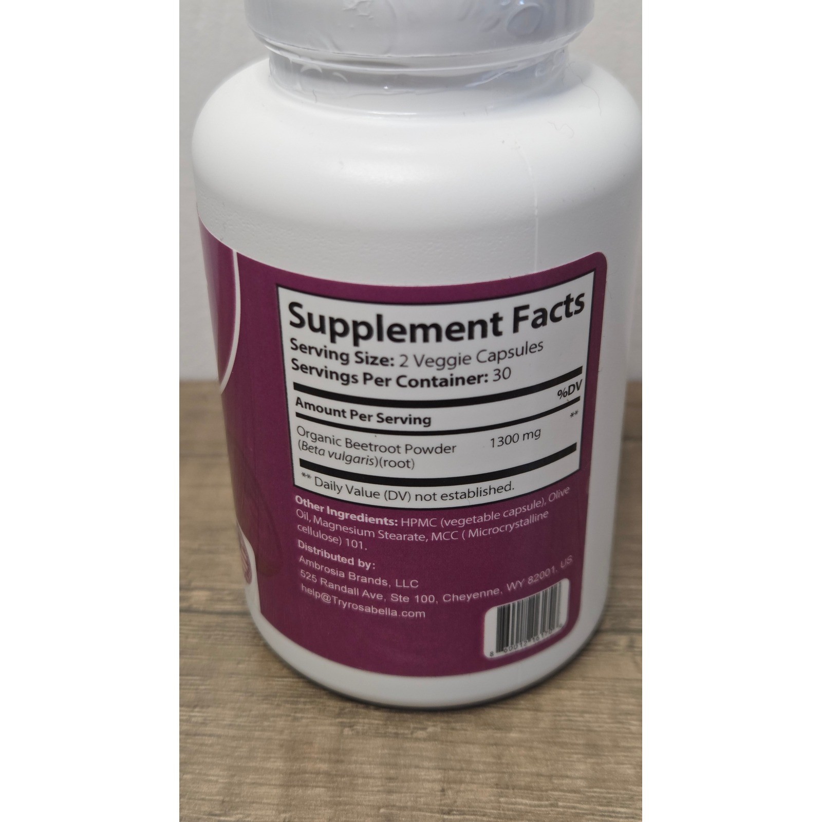 Rosabella Organic Beet Root Capsules 60ct 30 Day Supply Healthy Circulation