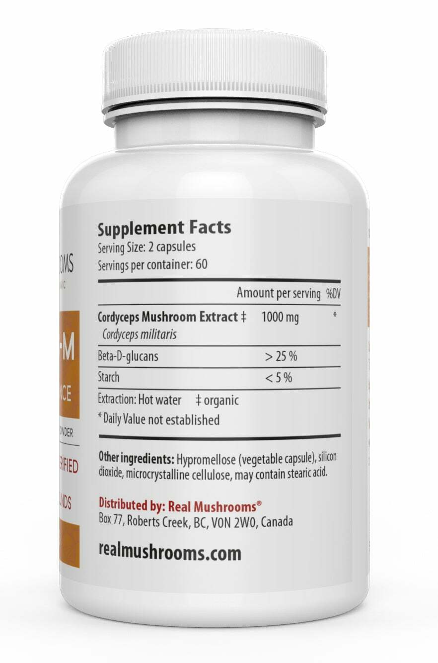 Real Mushrooms Organic Cordyceps Mushroom Extract Peak Performance 120 caps NEW