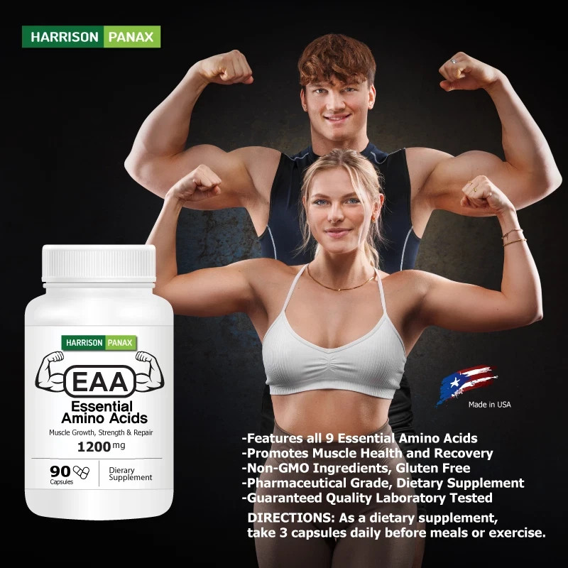 EAA Essential Amino Acids Muscle Growth Support Capsules, Pack of 1.
