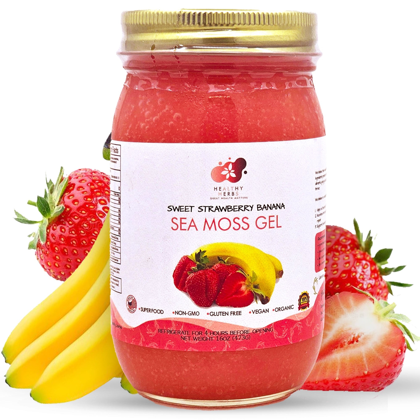 Healthy Herbs | Sea Moss Gel – Sweet Strawberry Banana (16oz)