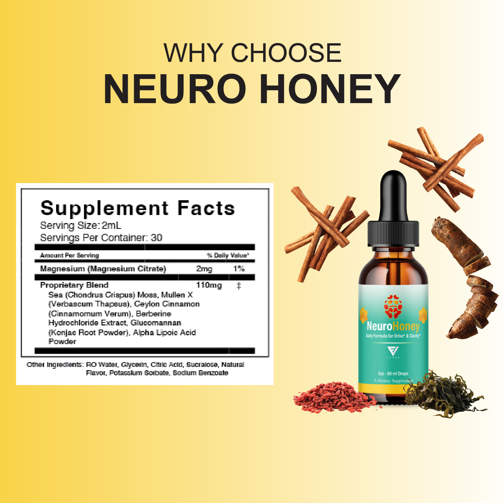 (2 Pack) Neuro Honey Advanced Formula Drops, NeuroHoney Memory Support (4oz)