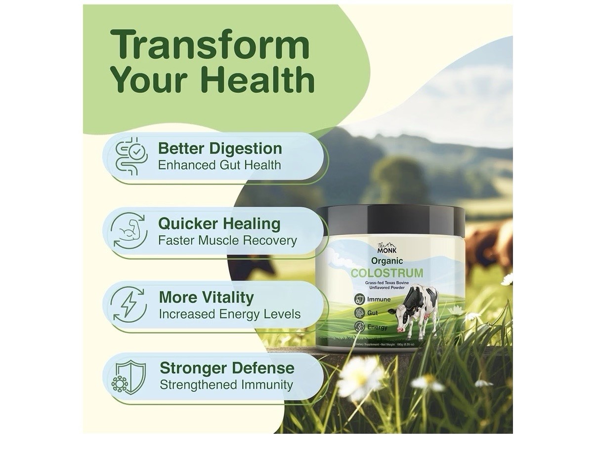 Colostrum the MONK Organic Grass-Fed Unflavored Powder Immune Support 180g