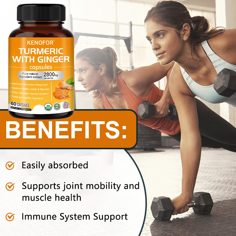 Turmeric With Ginger, Joint Health Digestion Support Gmo-Free 30/60/120 Capsules