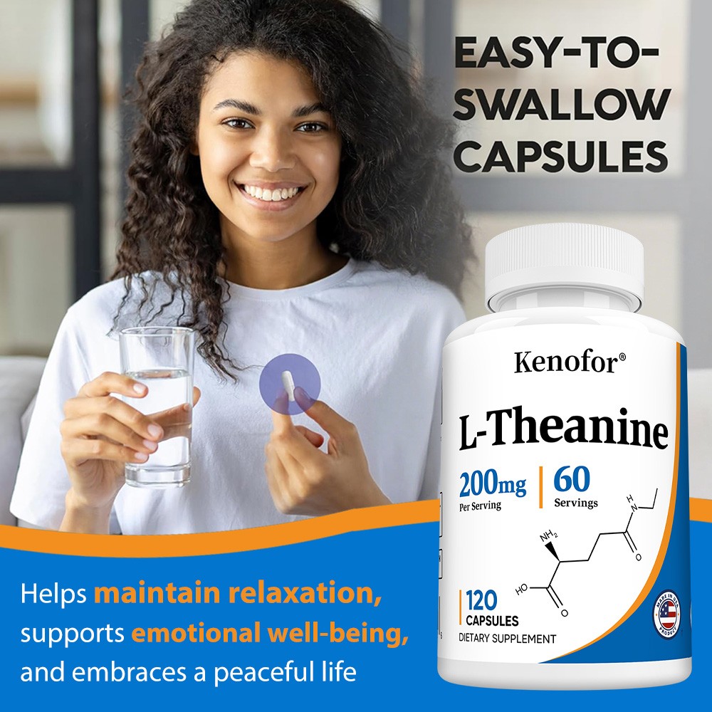 200mg L-Theanine Capsules, Natural Stress & Mood Relaxation Support,120 Veg Caps