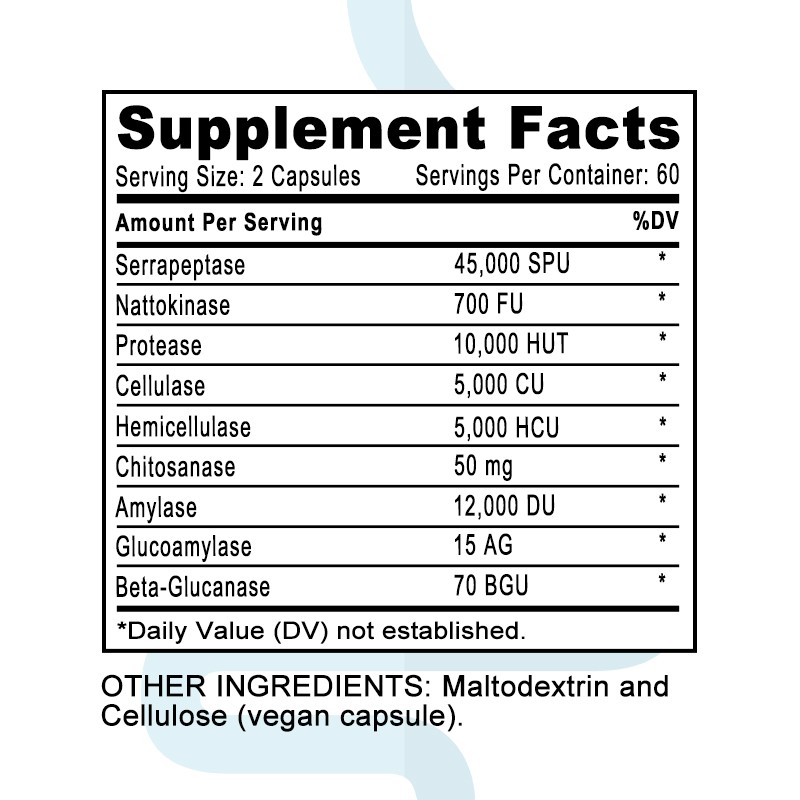 Serrapeptase 120 Capsules Biofilm Defense Proteolytic Digestive Enzymes Gut