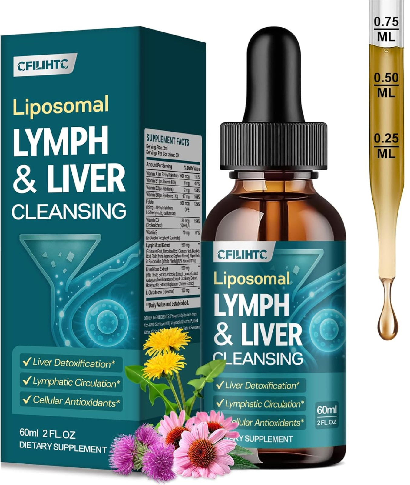 Liposomal Lymphatic Drainage Drops – 21 in 1 Liver Cleanse Detox & Repair with M
