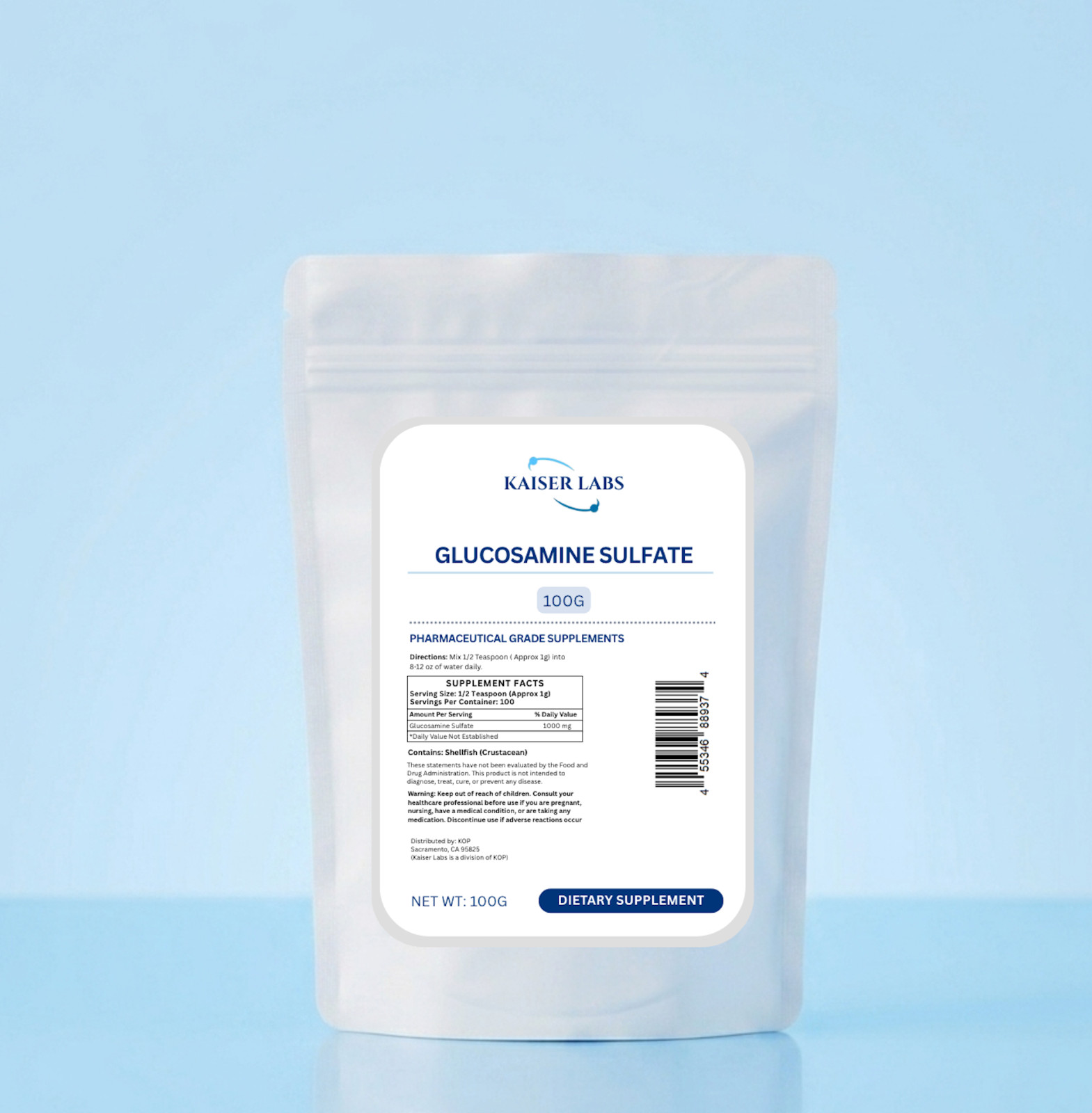 Glucosamine Sulfate Pure Powder 100g – Joint Mobility & Comfort Supplement