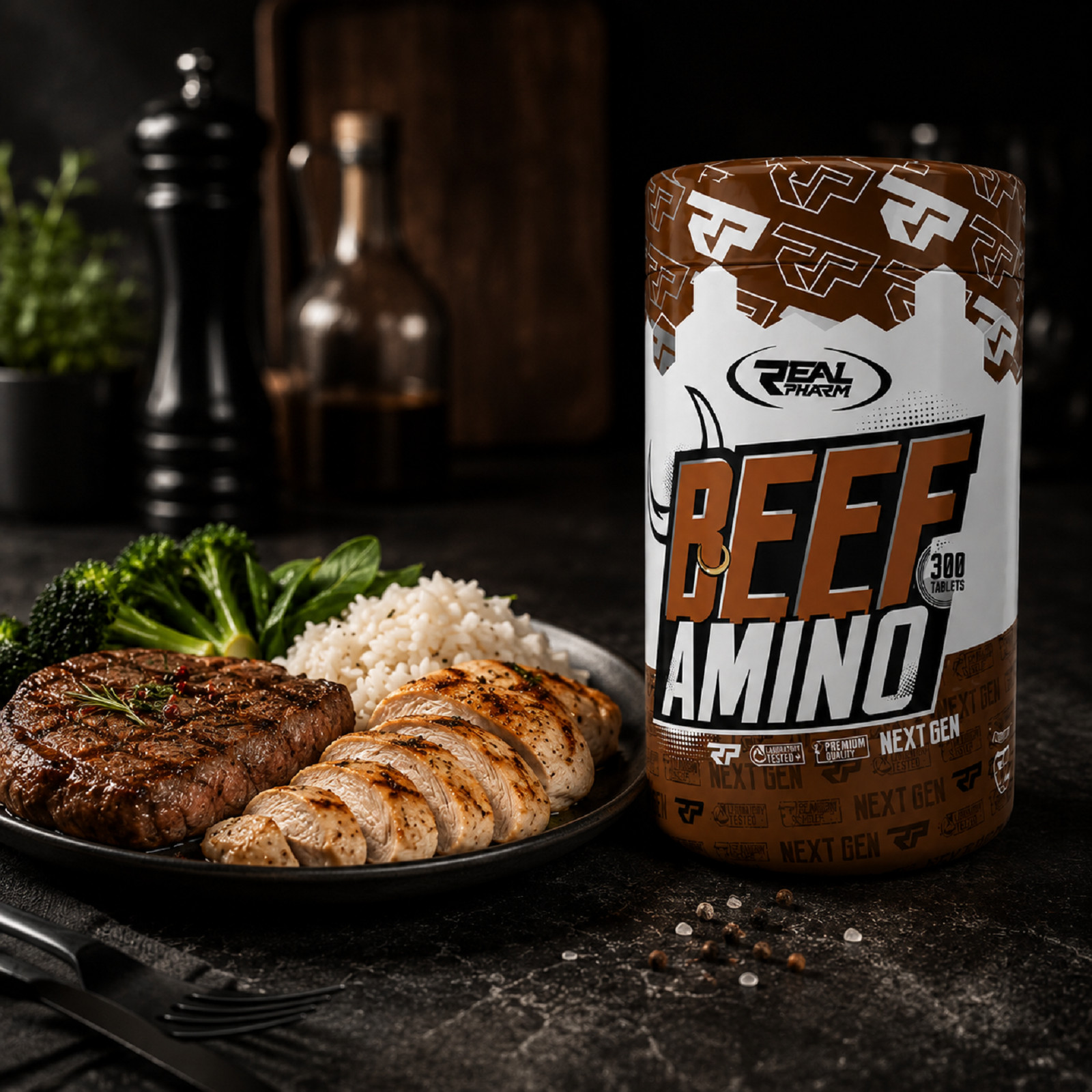 BEEF AMINO – 300 Tablets – 2000 mg – Ideal for strength, endurance, muscle mass