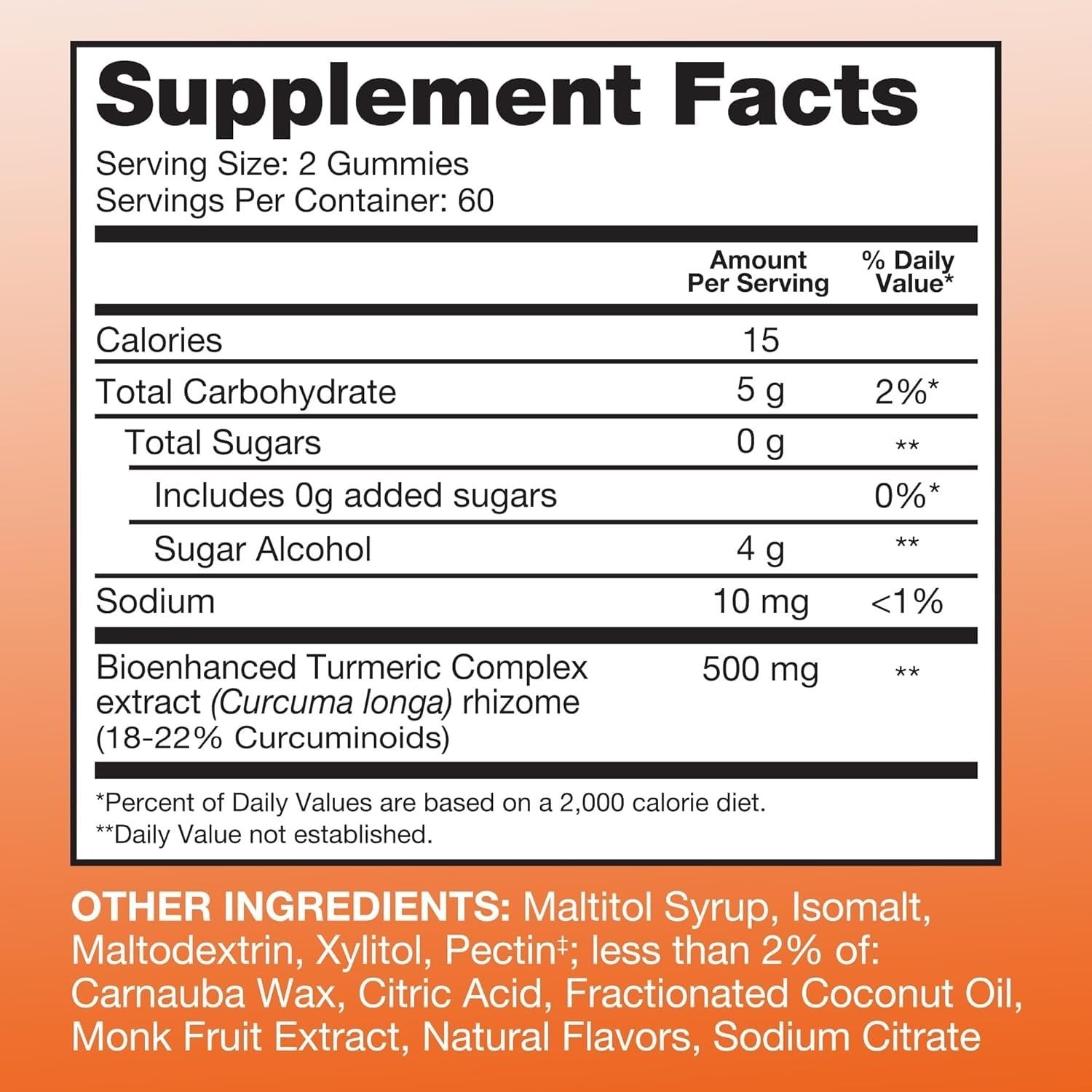 Qunol Zero Sugar Turmeric Gummies 500mg – Joint Support – 120 Count