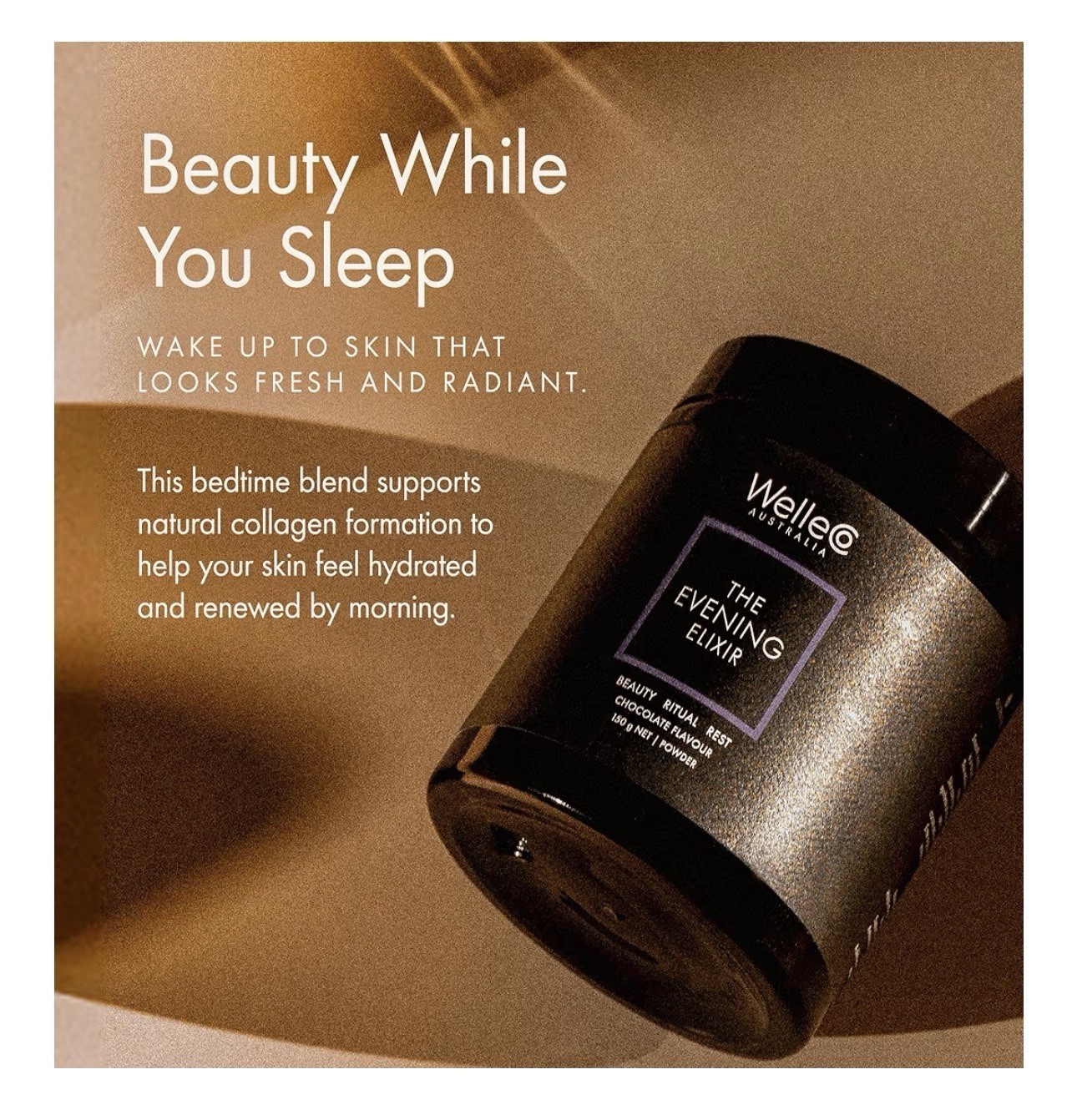 SEALED WelleCo Evening Elixir Chocolate Pwdr 150g Beauty Rest Vegan Gluten Free