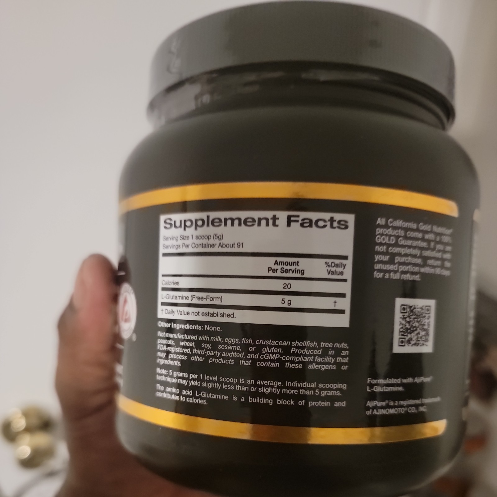 California Gold Nutrition L-Glutamine Powder AjiPure Gluten Free 16 oz NEW