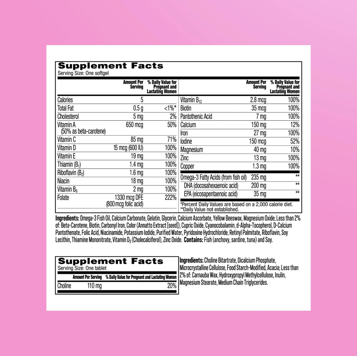 One A Day Prenatal Advanced Multivitamin DHA Folic Acid Iron 60+60 Tabs