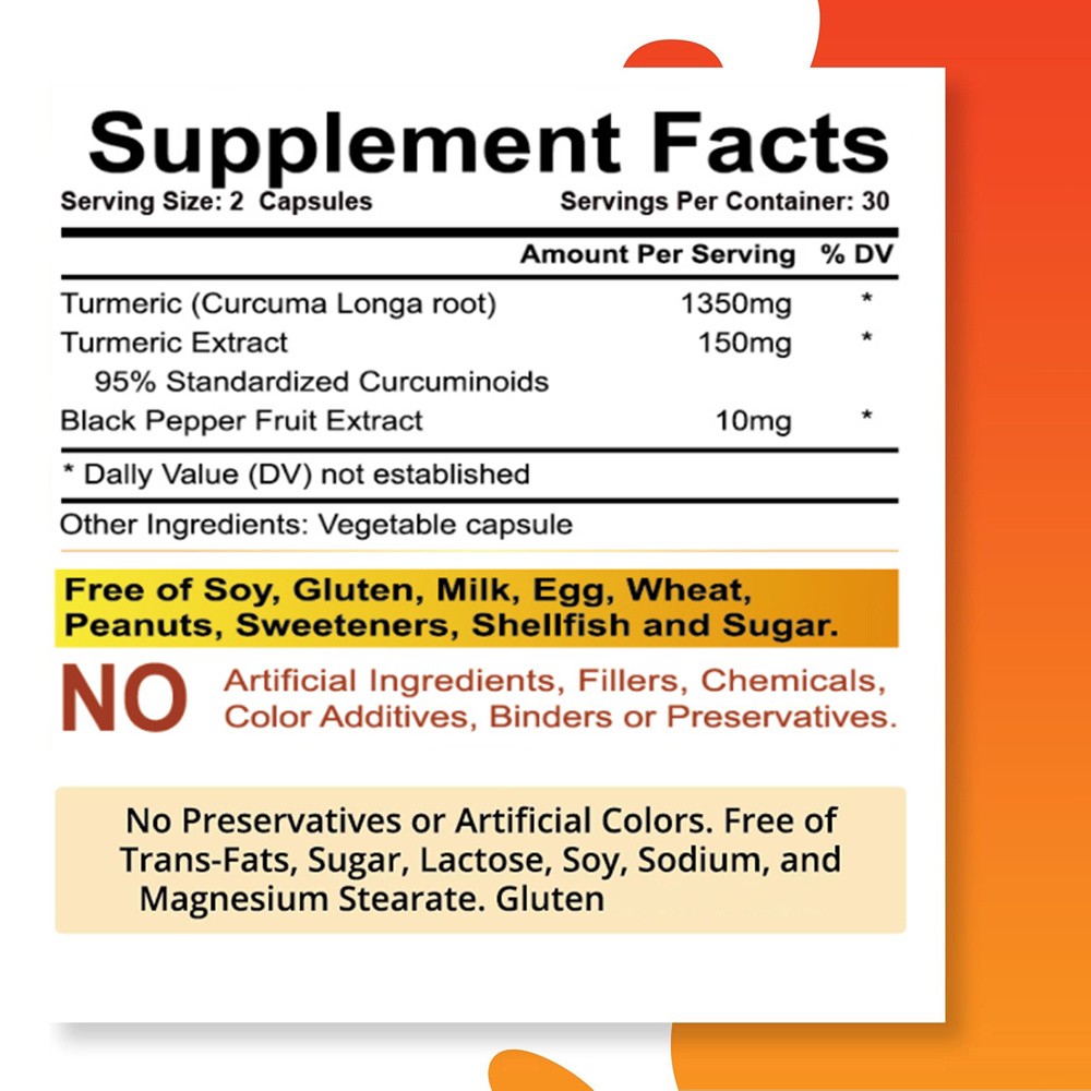 1/2/3packs Turmeric Curcumin Capsules, Supplement for Joint, Immune Support
