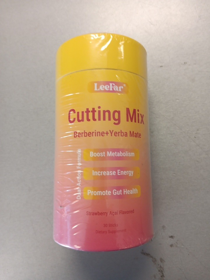 LeeFar Cutting Mix Berberine Yerba Mate Strawberry Acai Supplement 30 Sticks