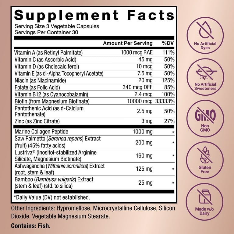 Force Factor Hair Growth Accelerator w/ Lustriva, 90 Veg Capsules, Gluten Free
