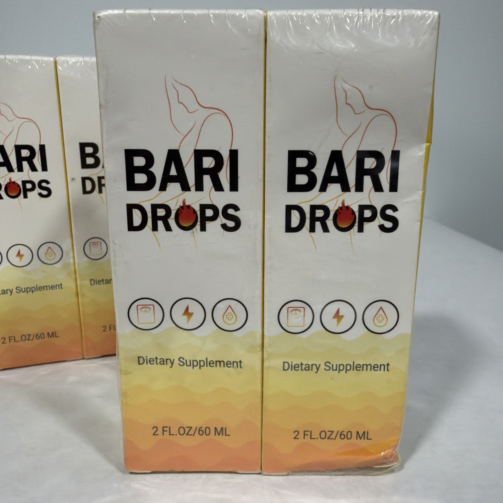 4 Pack Bari Drops – Fitness Health Energy Beauty, 2 fl oz each, exp 11/27