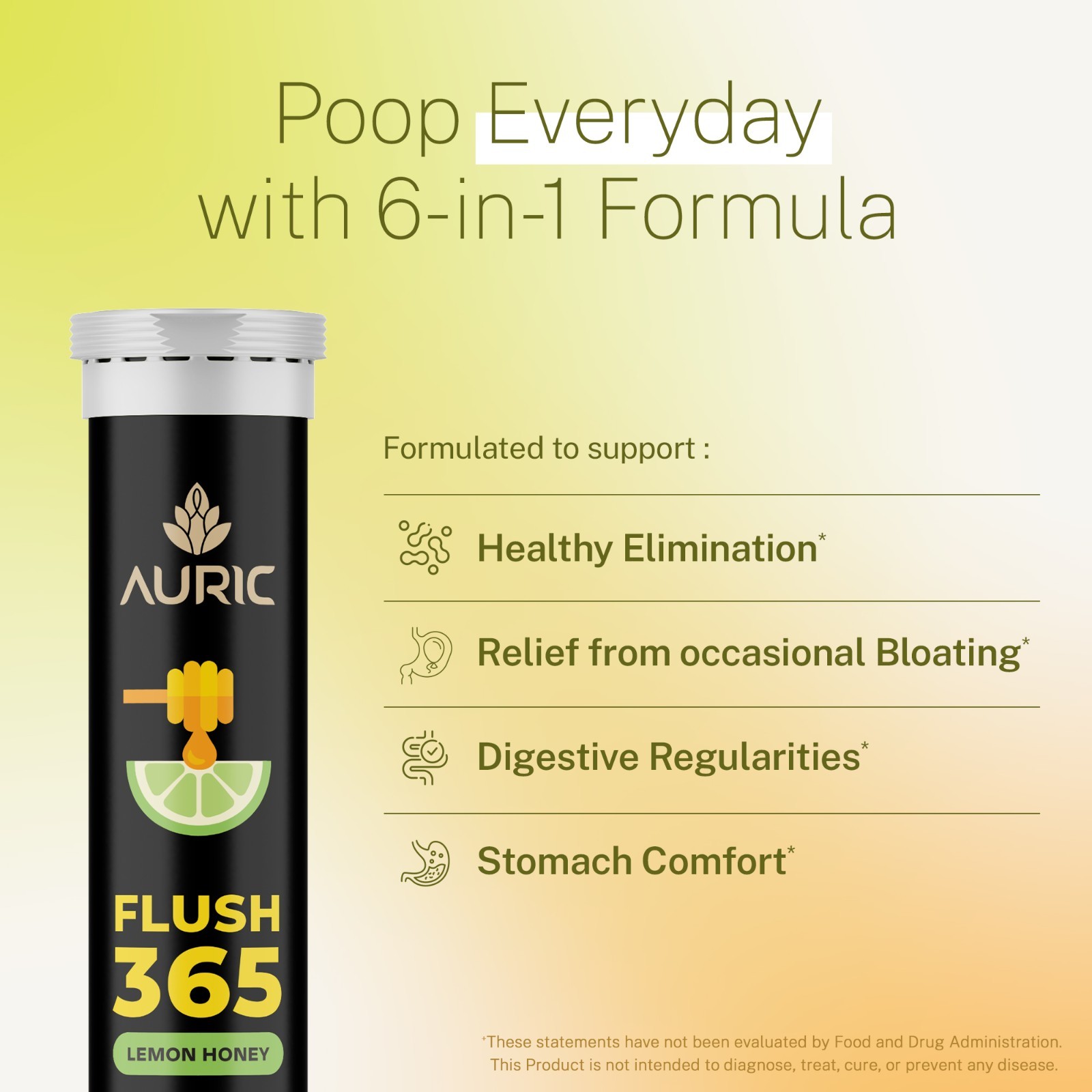 Auric Flush 365 Effervescent Tablets Herbal Digestive Support