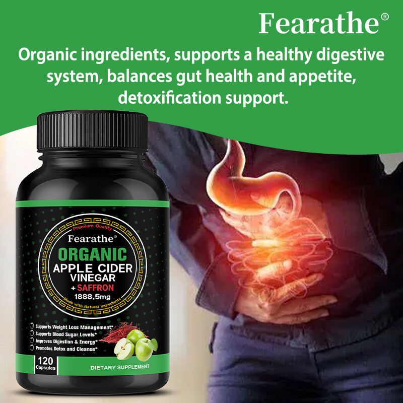 Organic Apple Cider Vinegar Capsules 1800 mg plus Saffron Extract