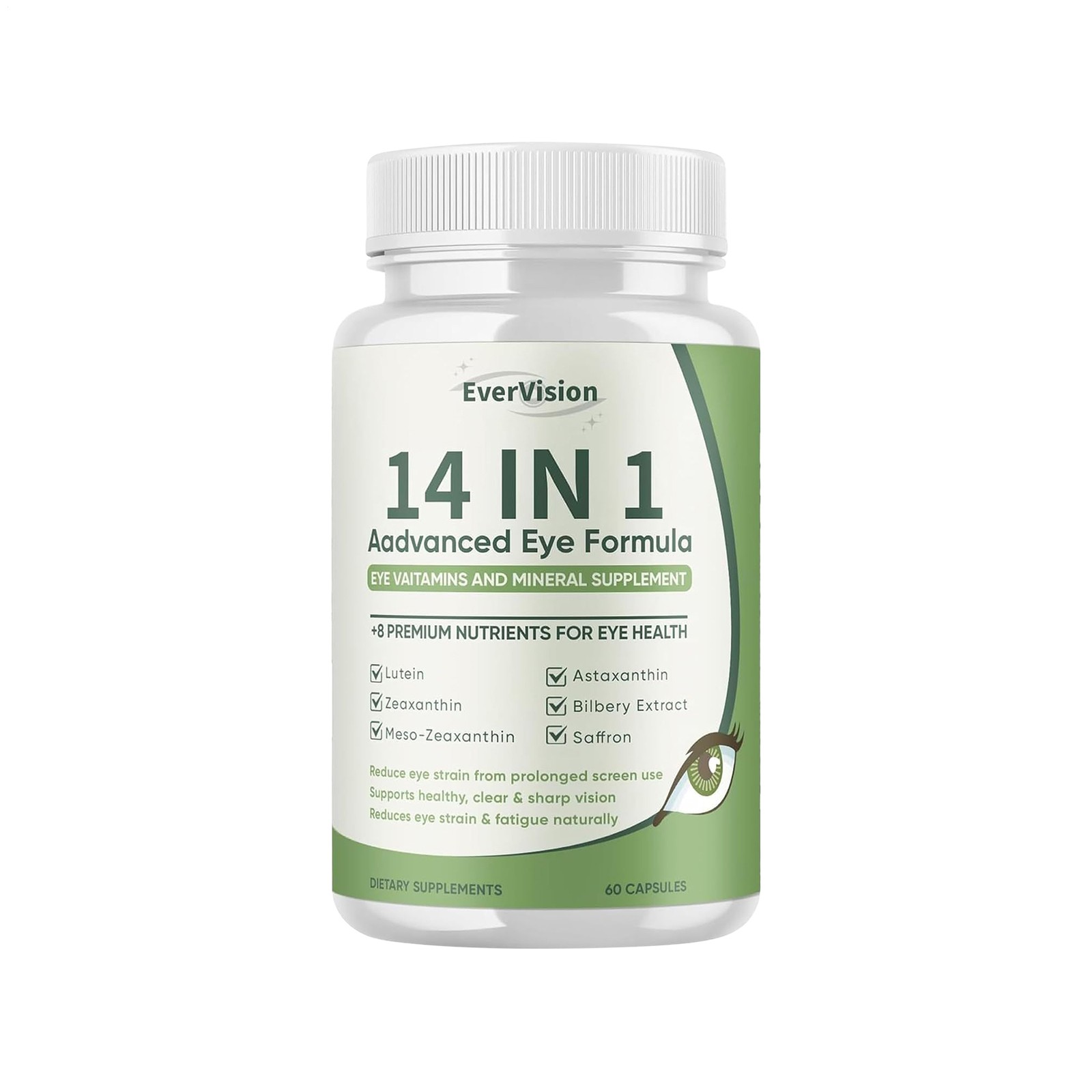 Evervision 14 In 1 Premium Eye Suitable Formula Capsules Advanced Formula 60 Ct