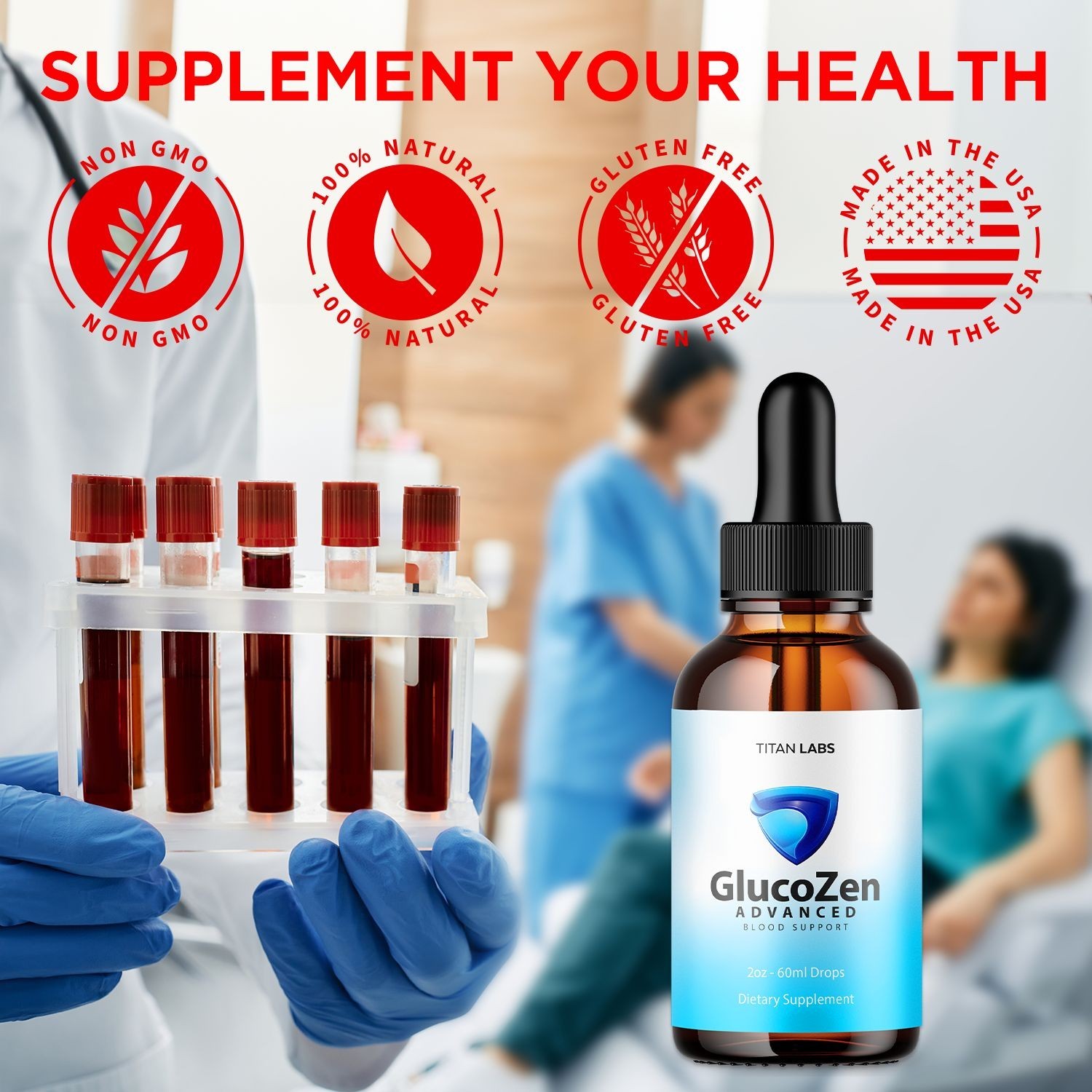 (5 Pack) GlucoZen Drops Advanced Blood Support Supplement Gluco Zen 150 Servings
