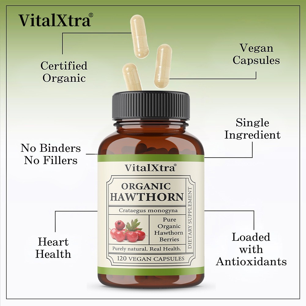 Organic Hawthorn Berry Capsules – Support Heart & Circulatory Health 30~120 Caps