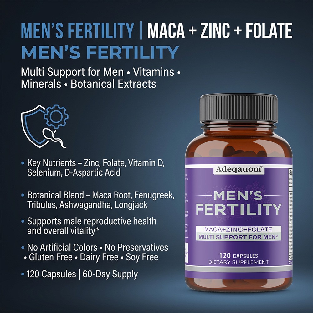 Men’s Fertility Support with Maca, Zinc & Folate – Supports Vitality 30~120Caps