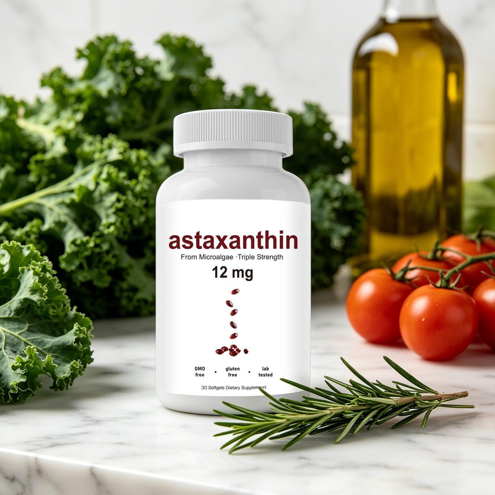 Astaxanthin 12mg, 30 softgels, tanning pills