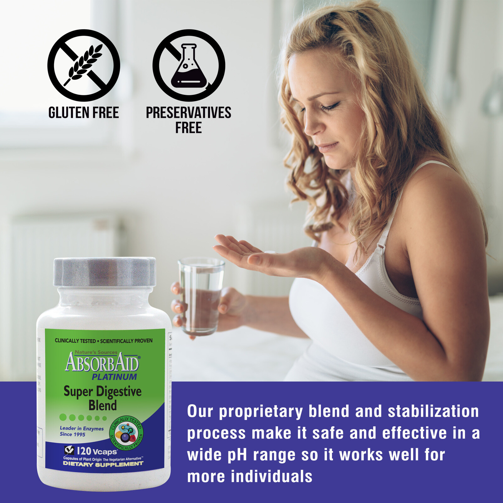 AbsorbAid PLATINUM 120 Digestive Enzyme/Probiotics – Complete Digestive Support!