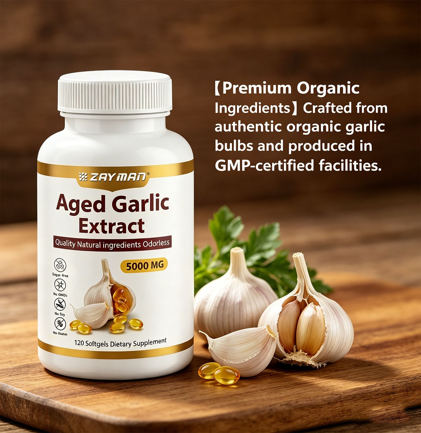 ZAYMAN Aged Garlic Extract, 120 Softgels, 5000mg Odorless | Heart & Immune Pack2