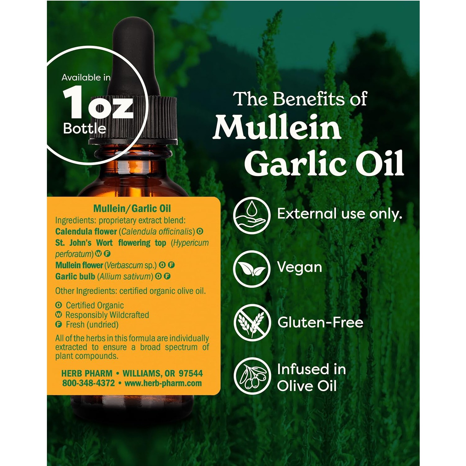 Herb Pharm Mullein/Garlic Herbal Ear Oil 1 Ounce