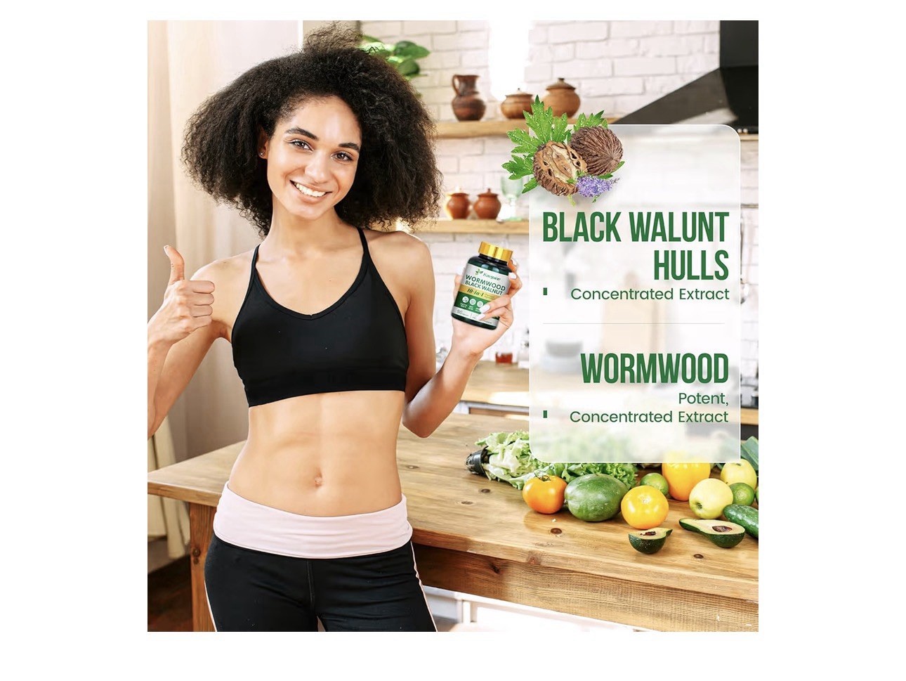 Kavguine Wormwood Black Walnut 10-in-1 Supplement Set of 3, 90 Capsules Formulas