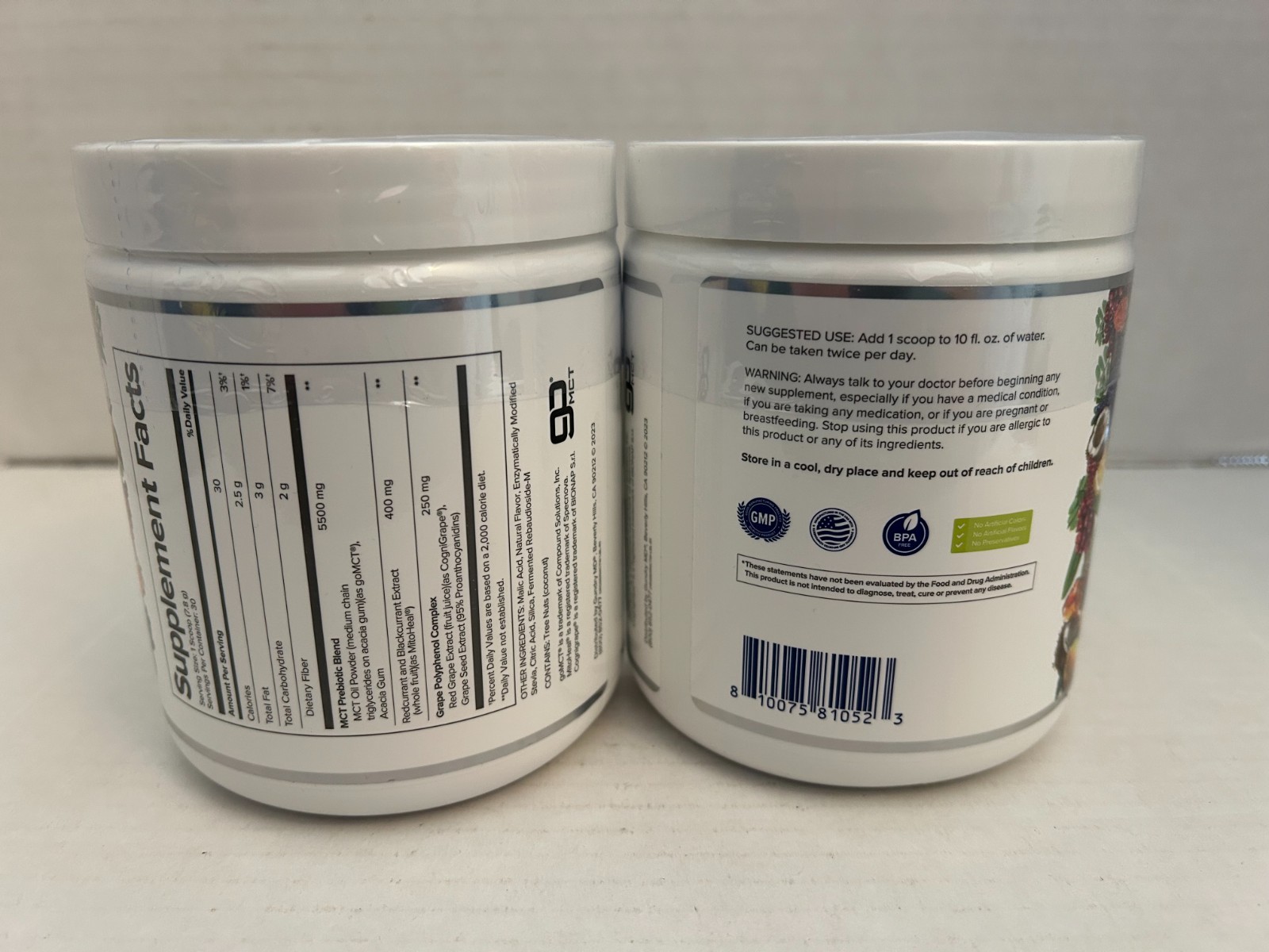2 Pack GUNDRY MD MCT WELLNESS BLUEBERRY LEMONADE NET WEIGHT 8.25 OZ (234g)